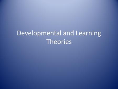Developmental and Learning Theories. Perspectives Of Development Nature – refers to the belief that it is a person’s genetic, inherent character that.