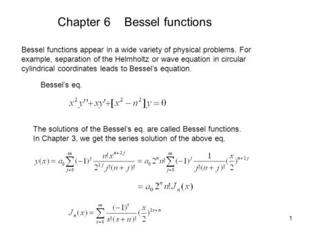 Chapter 6 Bessel functions