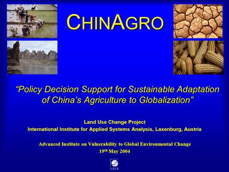 “Policy Decision Support for Sustainable Adaptation of China’s Agriculture to Globalization” Land Use Change Project International Institute for Applied.