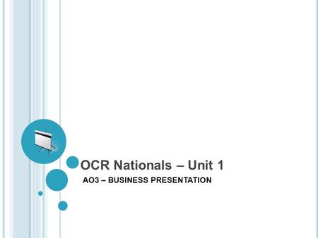 OCR Nationals – Unit 1 AO3 – BUSINESS PRESENTATION.