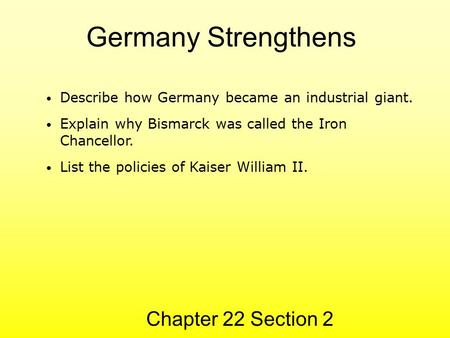 Germany Strengthens Chapter 22 Section 2