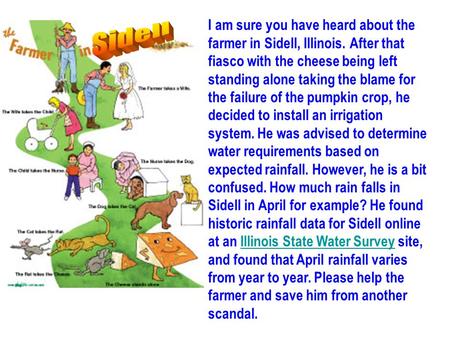I am sure you have heard about the farmer in Sidell, Illinois. After that fiasco with the cheese being left standing alone taking the blame for the failure.