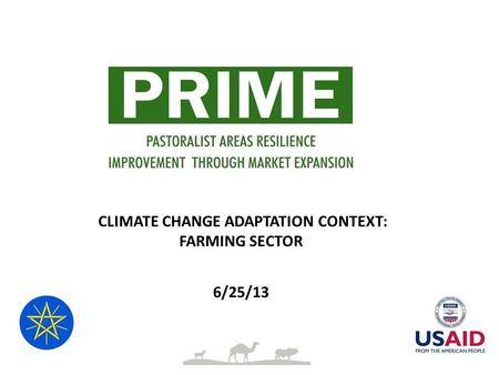 CLIMATE CHANGE ADAPTATION CONTEXT: FARMING SECTOR 6/25/13.