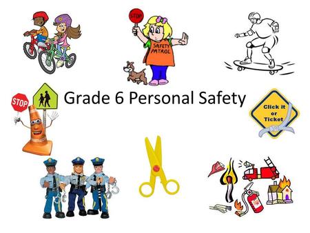 Grade 6 Personal Safety. Lesson 1 – injury Prevention Guidelines Areas of Safety Safety Rules for Water Safety Safety Rules for Fire Safety Safety Rules.