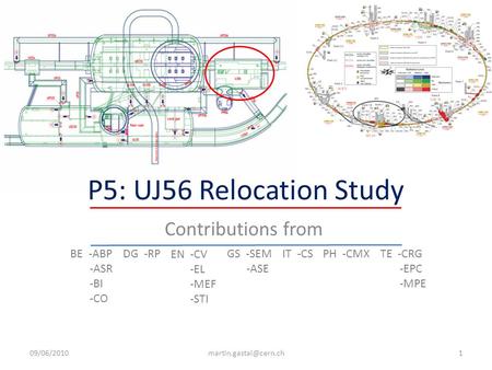 P5: UJ56 Relocation Study Contributions from BE -ABP -ASR -BI -CO DG -RP EN -CV -EL -MEF -STI GS -SEM -ASE IT -CSPH -CMXTE -CRG -EPC -MPE