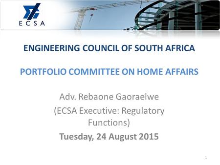(ECSA Executive: Regulatory Functions)