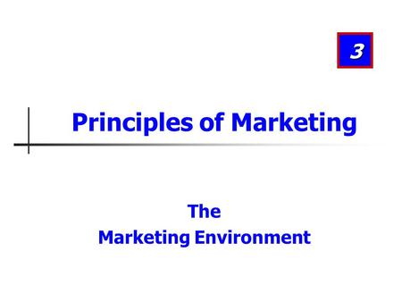 The Marketing Environment 3 Principles of Marketing.