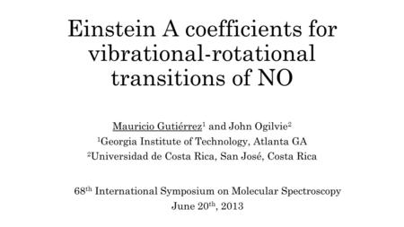 Einstein A coefficients for vibrational-rotational transitions of NO