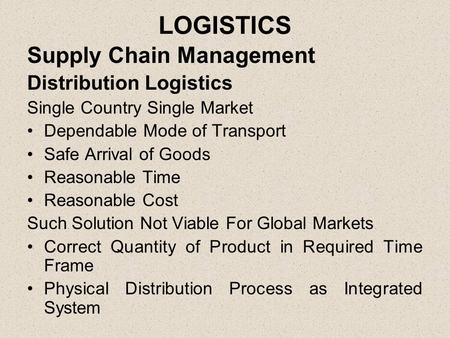 LOGISTICS Supply Chain Management Distribution Logistics
