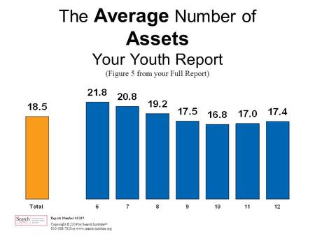 Copyright © 2009 by Search Institute SM 800-888-7828 or www.search-institute.org The Average Number of Assets Your Youth Report (Figure 5 from your Full.