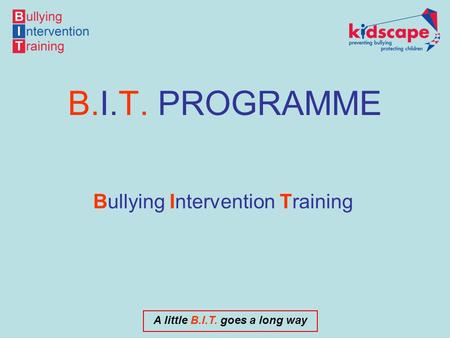 A little B.I.T. goes a long way B.I.T. PROGRAMME Bullying Intervention Training.