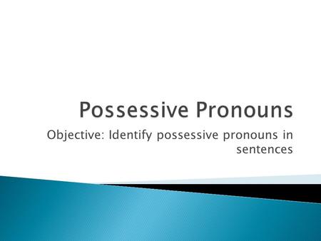 Objective: Identify possessive pronouns in sentences.
