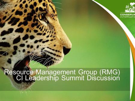 Resource Management Group (RMG) CI Leadership Summit Discussion.
