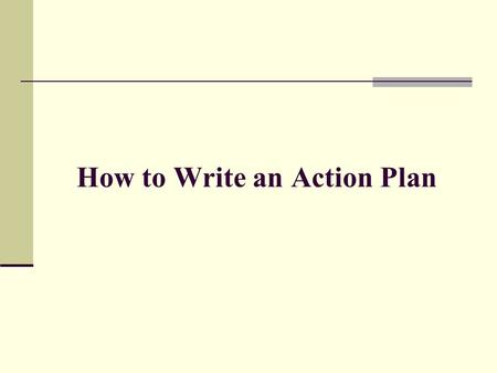 How to Write an Action Plan