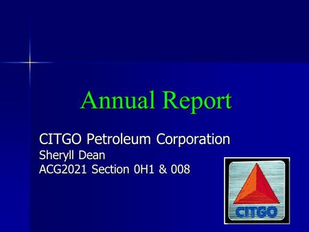 CITGO Petroleum Corporation Sheryll Dean ACG2021 Section 0H1 & 008