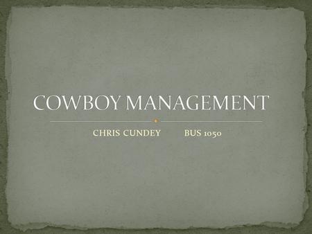 CHRIS CUNDEY BUS 1050. Cowboy management is seen as a reckless, ruthless management technique. Some see it as being sadistic. The criticism comes from.