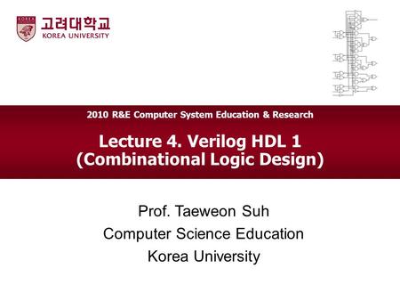 Lecture 4. Verilog HDL 1 (Combinational Logic Design)