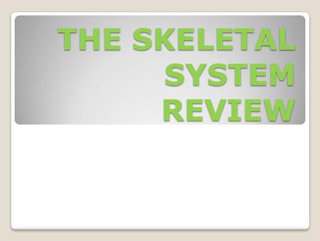 THE SKELETAL SYSTEM REVIEW. 1. How many bones are in the human skeletal system? 2. How many different sections is your skeletal system divided into? Identify.