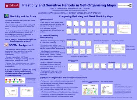 Plasticity and Sensitive Periods in Self-Organising Maps Fiona M. Richardson and Michael S.C. Thomas