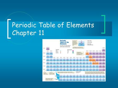 Periodic Table of Elements Chapter 11