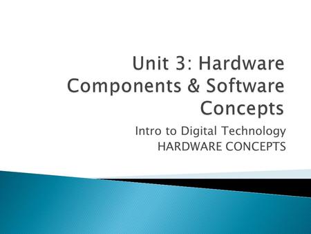 Intro to Digital Technology HARDWARE CONCEPTS. IT-IDT-4 Identify, describe, evaluate, select, and use appropriate technology. IT-IDT-5 Understand, communicate,