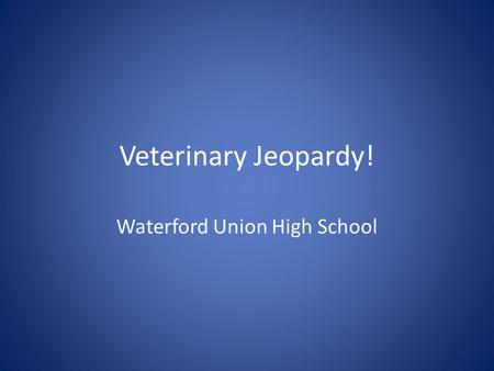 Veterinary Jeopardy! Waterford Union High School.