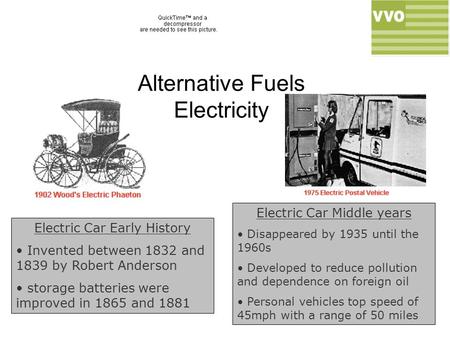 Alternative Fuels Electricity Electric Car Early History Invented between 1832 and 1839 by Robert Anderson storage batteries were improved in 1865 and.