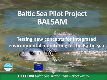 Baltic Sea Pilot Project BALSAM Testing new concepts for integrated environmental monitoring of the Baltic Sea.