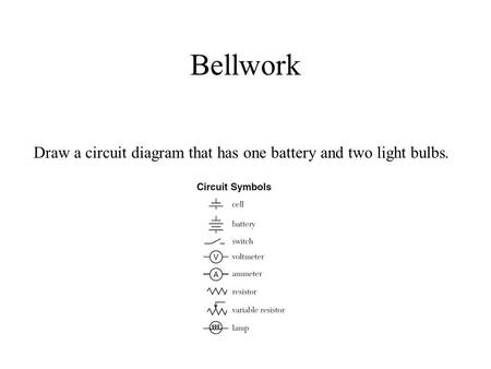 Bellwork Draw a circuit diagram that has one battery and two light bulbs.