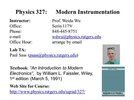 Physics 327: Modern Instrumentation