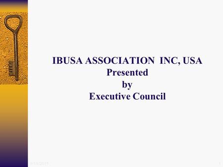 9/19/20151 IBUSA ASSOCIATION INC, USA Presented by Executive Council.