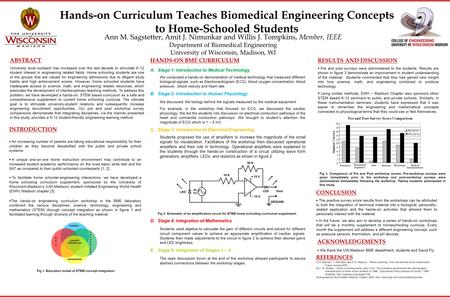 Ann M. Sagstetter, Amit J. Nimunkar and Willis J. Tompkins, Member, IEEE Department of Biomedical Engineering University of Wisconsin, Madison, WI ABSTRACT.