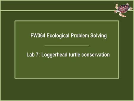 FW364 Ecological Problem Solving Lab 7: Loggerhead turtle conservation.