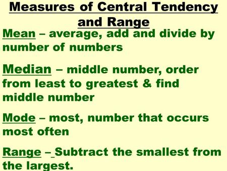 Measures of Central Tendency and Range
