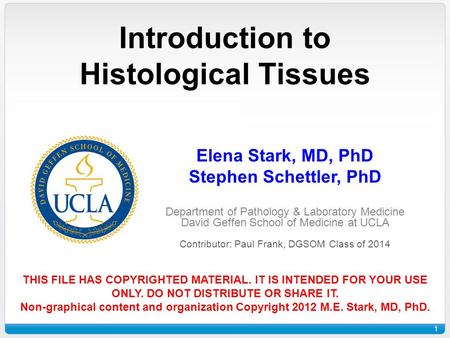 Introduction to Histological Tissues