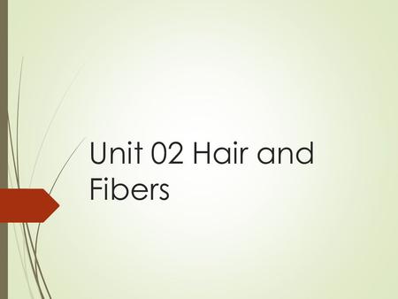 Unit 02 Hair and Fibers.