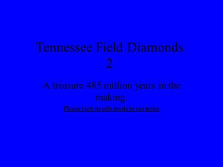 Tennessee Field Diamonds 2 A treasure 485 million years in the making. Please view in edit mode to see notes.