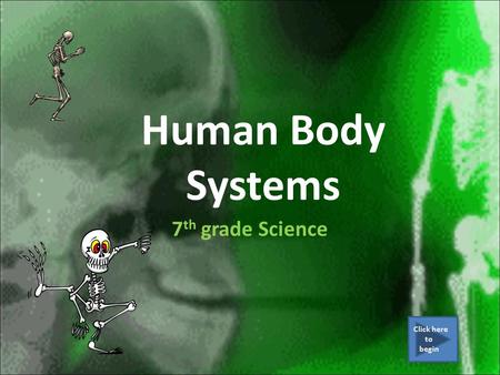 Human Body Systems 7 th grade Science Click here to begin.