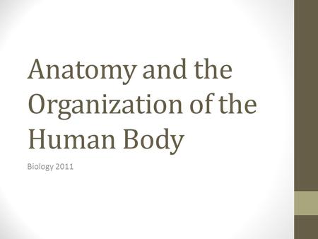 Anatomy and the Organization of the Human Body Biology 2011.