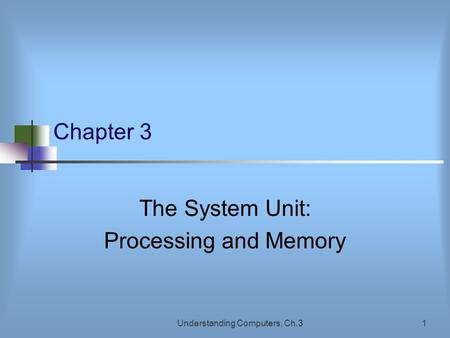 Understanding Computers, Ch.31 Chapter 3 The System Unit: Processing and Memory.
