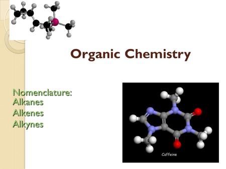 Organic Chemistry Nomenclature: Alkanes AlkenesAlkynes.