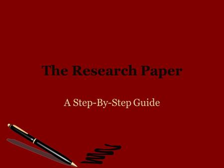 The Research Paper A Step-By-Step Guide. Step Three The Formal Sentence Outline.