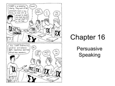 Chapter 16 Persuasive Speaking. The nature of persuasive speeches Persuasive Speeches attempt to influence audience members.
