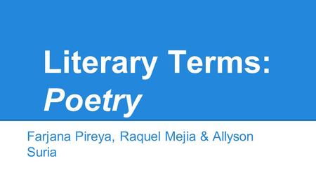 Literary Terms: Poetry