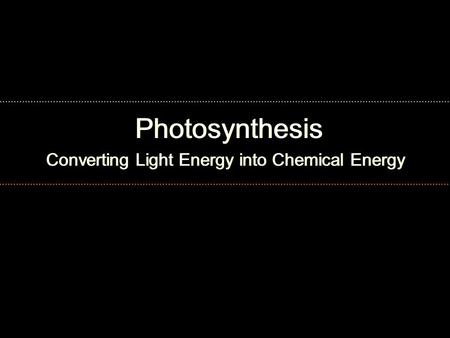 Converting Light Energy into Chemical Energy