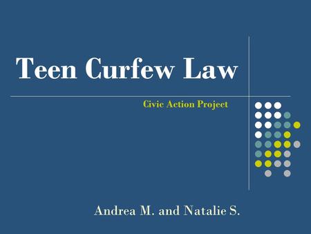Teen Curfew Law Civic Action Project Andrea M. and Natalie S.