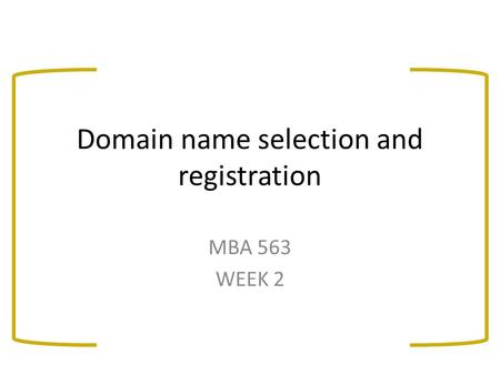 Domain name selection and registration MBA 563 WEEK 2.