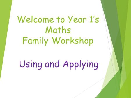 Welcome to Year 1’s Maths Family Workshop Using and Applying.