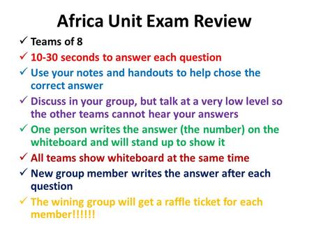 Africa Unit Exam Review