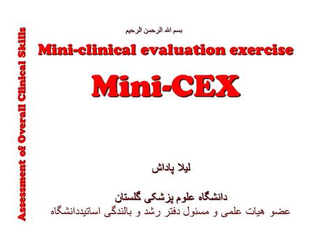 Mini-CEX Mini-clinical evaluation exercise لیلا پاداش